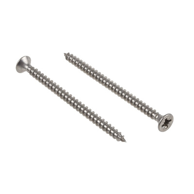 RS PRO Pozidriv Countersunk Stainless Steel Wood Screw, A2 304, 4mm Thread, 60mm Length
