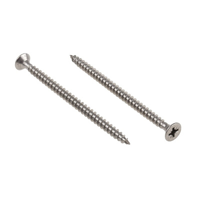 RS PRO Pozidriv Countersunk Stainless Steel Wood Screw, A2 304, 5mm Thread, 80mm Length