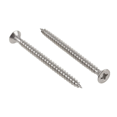 RS PRO Pozidriv Countersunk Stainless Steel Wood Screw, A2 304, 6mm Thread, 80mm Length