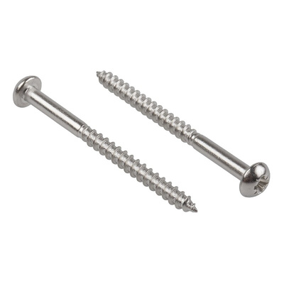 RS PRO Pozidriv Round Stainless Steel Wood Screw, A2 304, 4mm Thread, 50mm Length