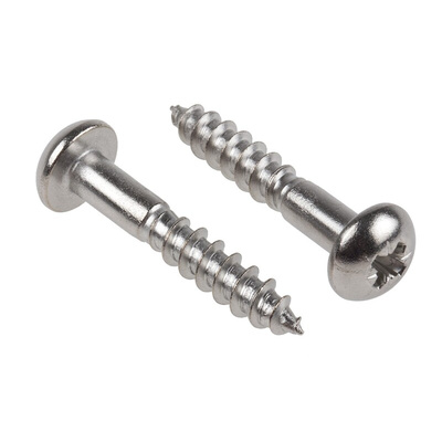 RS PRO Pozidriv Round Stainless Steel Wood Screw, A2 304, 5mm Thread, 30mm Length