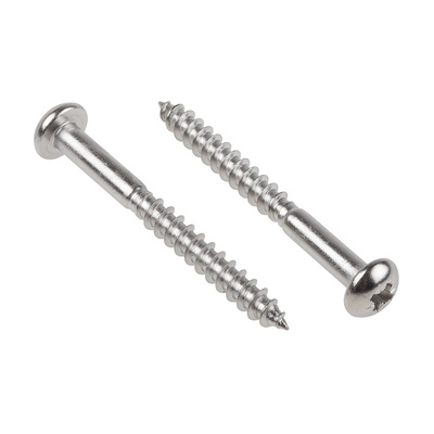 RS PRO Pozidriv Round Stainless Steel Wood Screw, A2 304, 5mm Thread, 50mm Length
