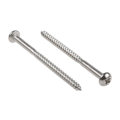 RS PRO Pozidriv Round Stainless Steel Wood Screw, A2 304, 5mm Thread, 75mm Length