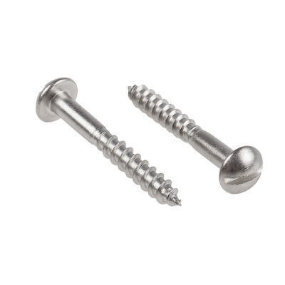 RS PRO Slot Round Stainless Steel Wood Screw, A2 304, 4mm Thread, 30mm Length