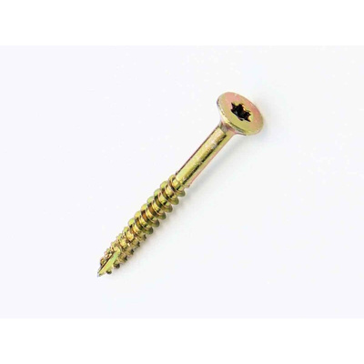 UNIFIX VORTEX Torx Countersunk Steel Wood Screw Yellow Passivated, Zinc Plated, NA, 4mm Thread, 1.96in Length, 50mm