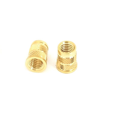 RS PRO, M5 Brass Threaded Insert, 7.9mm diameter 6.4mm Depth 9.5mm