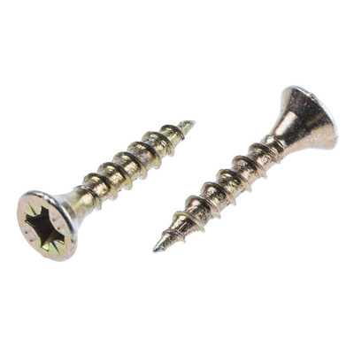 ULTI-MATE Pozisquare Countersunk Steel Wood Screw Yellow Passivated, Zinc Plated, 4mm Thread, 25mm Length