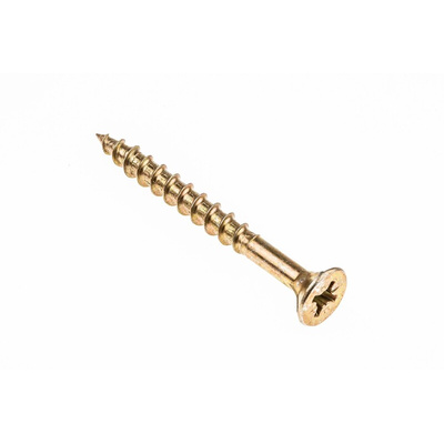 ULTI-MATE Pozisquare Countersunk Steel Wood Screw Yellow Passivated, Zinc Plated, 5mm Thread, 50mm Length