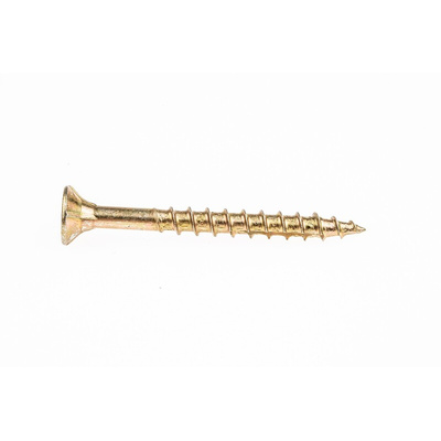 ULTI-MATE Pozisquare Countersunk Steel Wood Screw Yellow Passivated, Zinc Plated, 5mm Thread, 50mm Length