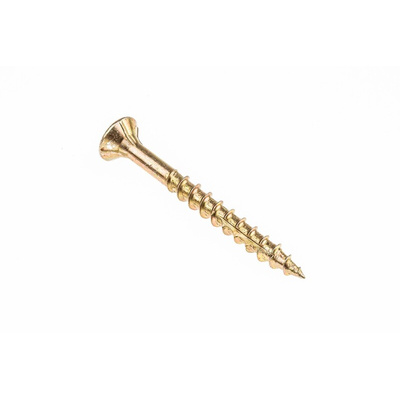 ULTI-MATE Pozisquare Countersunk Steel Wood Screw Yellow Passivated, Zinc Plated, 5mm Thread, 50mm Length