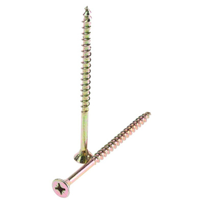 ULTI-MATE Pozisquare Countersunk Steel Wood Screw Yellow Passivated, Zinc Plated, 6mm Thread, 100mm Length