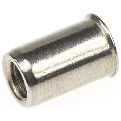 POP Plain, M6 Stainless Steel Threaded Insert, 9.8mm diameter 9mm Depth 14.3mm