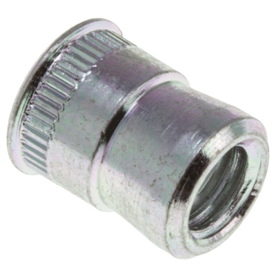 POP Clear Passivated, Galvanised, M5 Steel Threaded Insert, 7.77mm diameter 7mm Depth 9.4mm