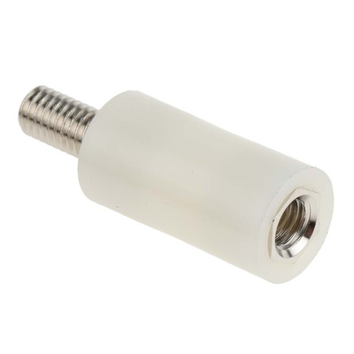 RS PRO Standoff, M6 x M6 Thread, 25mm Body, Nylon, Male/Female, 12.7mm Stud