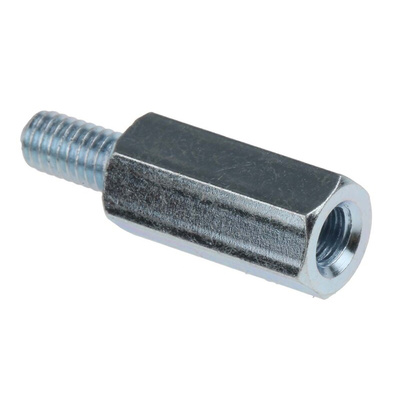RS PRO Standoff, M4 x M4 Thread, 15mm Body, Steel, Male/Female, 8mm Stud