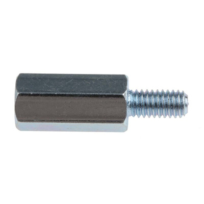 RS PRO Standoff, M4 x M4 Thread, 15mm Body, Steel, Male/Female, 8mm Stud