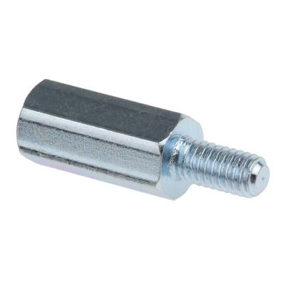 RS PRO Standoff, M4 x M4 Thread, 15mm Body, Steel, Male/Female, 8mm Stud