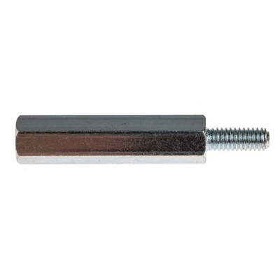 RS PRO Standoff, M4 x M4 Thread, 30mm Body, Steel, Male/Female, 10mm Stud