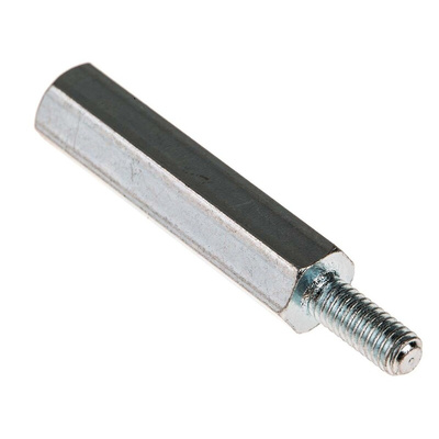 RS PRO Standoff, M4 x M4 Thread, 30mm Body, Steel, Male/Female, 10mm Stud
