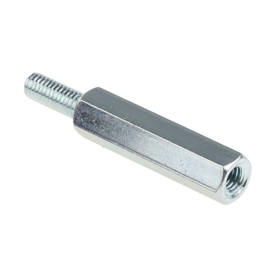 RS PRO Standoff, M3 x M3 Thread, 20mm Body, Steel, Male/Female, 8mm Stud