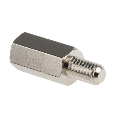 RS PRO Standoff, M5 x M5 Thread, 15mm Body, Brass, Male/Female, 8mm Stud