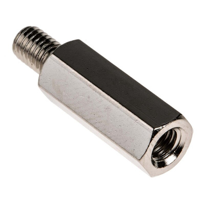 RS PRO Standoff, M5 x M5 Thread, 20mm Body, Brass, Male/Female, 8mm Stud