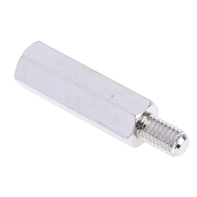 RS PRO Standoff, M5 x M5 Thread, 25mm Body, Brass, Male/Female, 8mm Stud