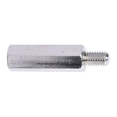 RS PRO Standoff, M5 x M5 Thread, 25mm Body, Brass, Male/Female, 8mm Stud