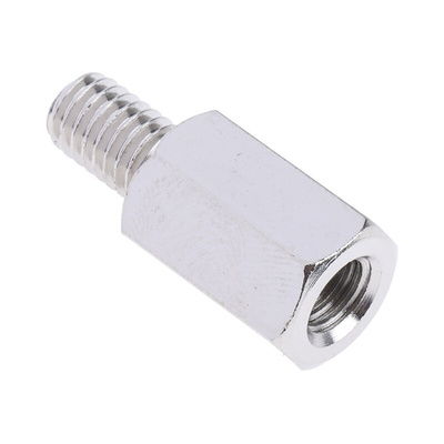 RS PRO Standoff, M6 x M6 Thread, 15mm Body, Steel, Male/Female, 10mm Stud
