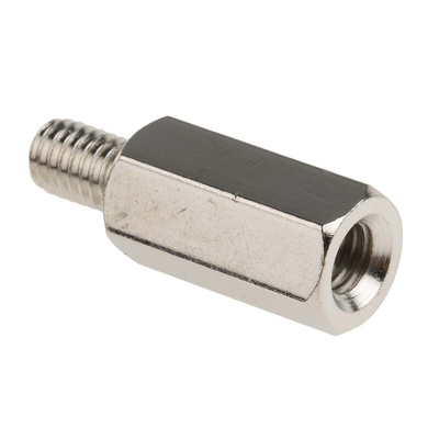 RS PRO Standoff, M6 x M6 Thread, 20mm Body, Steel, Male/Female, 10mm Stud