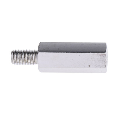 RS PRO Standoff, M6 x M6 Thread, 25mm Body, Steel, Male/Female, 10mm Stud
