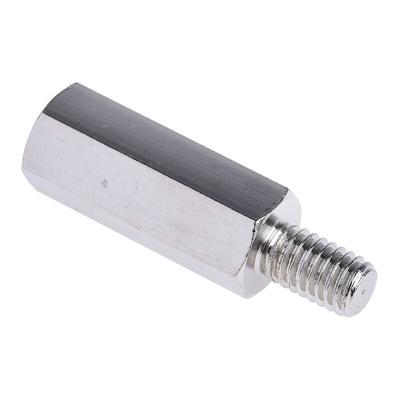RS PRO Standoff, M6 x M6 Thread, 25mm Body, Steel, Male/Female, 10mm Stud