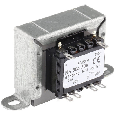 RS PRO 6VA 2 Output Chassis Mounting Transformer, 20V ac