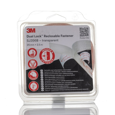 3M Transparent Hook & Loop Tape, 25mm x 2.5m