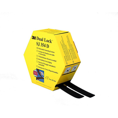 3M Black Hook & Loop Tape, 25mm x 5m