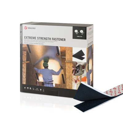 VELCRO® Black Hook & Loop Tape, 50mm x 25m