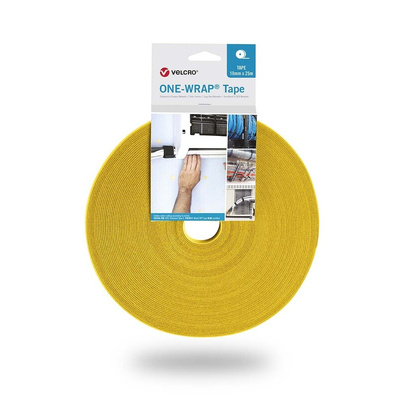 VELCRO® Yellow Hook & Loop Tape, 10mm x 25m