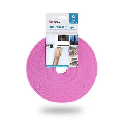 VELCRO® Pink Hook & Loop Tape, 10mm x 25m