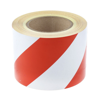 RS PRO Red/White Reflective Tape 100mm x 25m