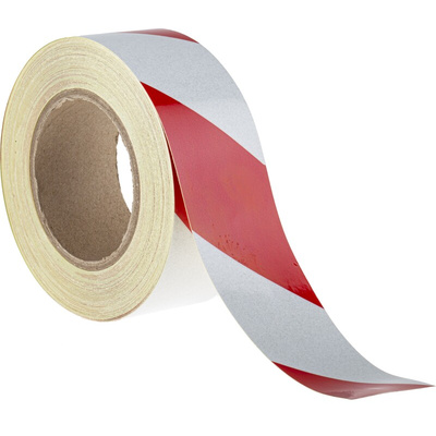 RS PRO Red/White Reflective Tape 50mm x 25m