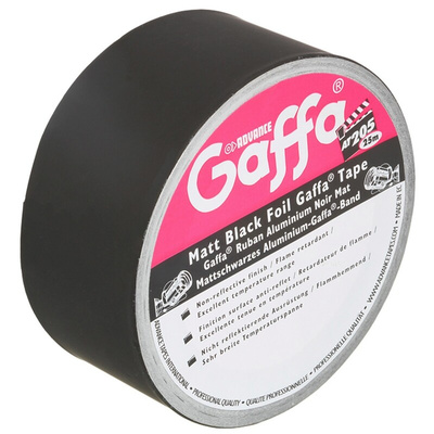 Advance Tapes AT205 Black Matt Gaffa Tape, 50mm x 25m, 0.09mm Thick