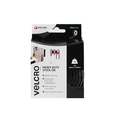 Velcro Black Hook & Loop Tape, 50mm x 1m