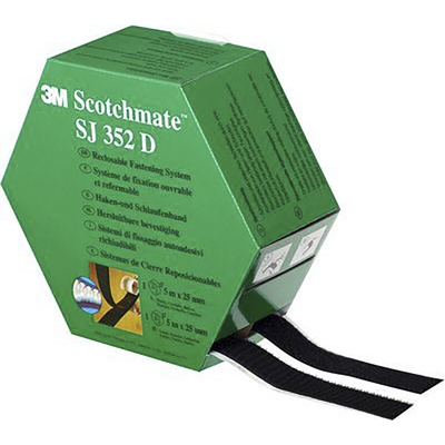 3M Black Hook & Loop Tape, 25mm x 5m