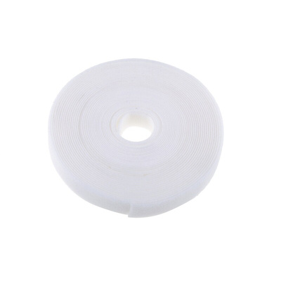 RS PRO White Hook & Loop Tape, 20mm x 10m