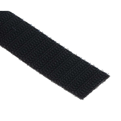 RS PRO Black Hook & Loop Tape, 20mm x 10m