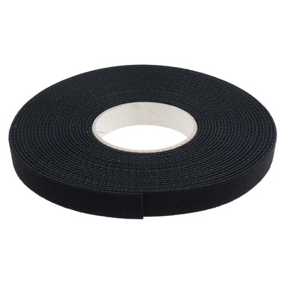 RS PRO Black Hook & Loop Tape, 20mm x 10m