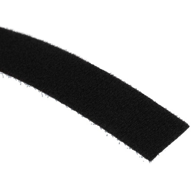 RS PRO Black Hook & Loop Tape, 20mm x 10m