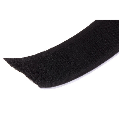 RS PRO Black Hook & Loop Tape, 20mm x 5m