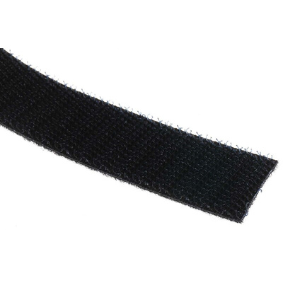 RS PRO Black Hook & Loop Tape, 20mm x 5m
