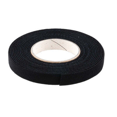 RS PRO Black Hook & Loop Tape, 20mm x 5m